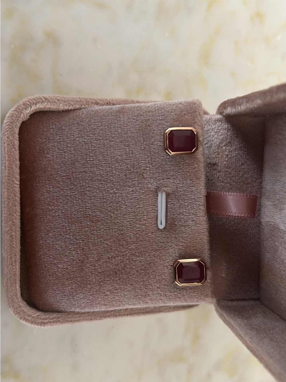 Rose Gold-Trim ruby Stud Earrings -
